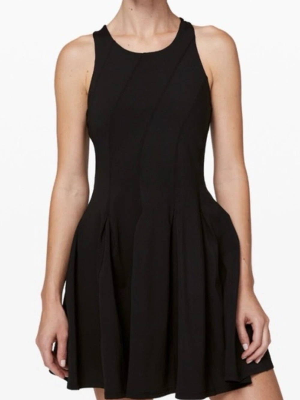 Lululemon Court Crush Dress Black Tennis Athletic Racerback Size 6 Nulux